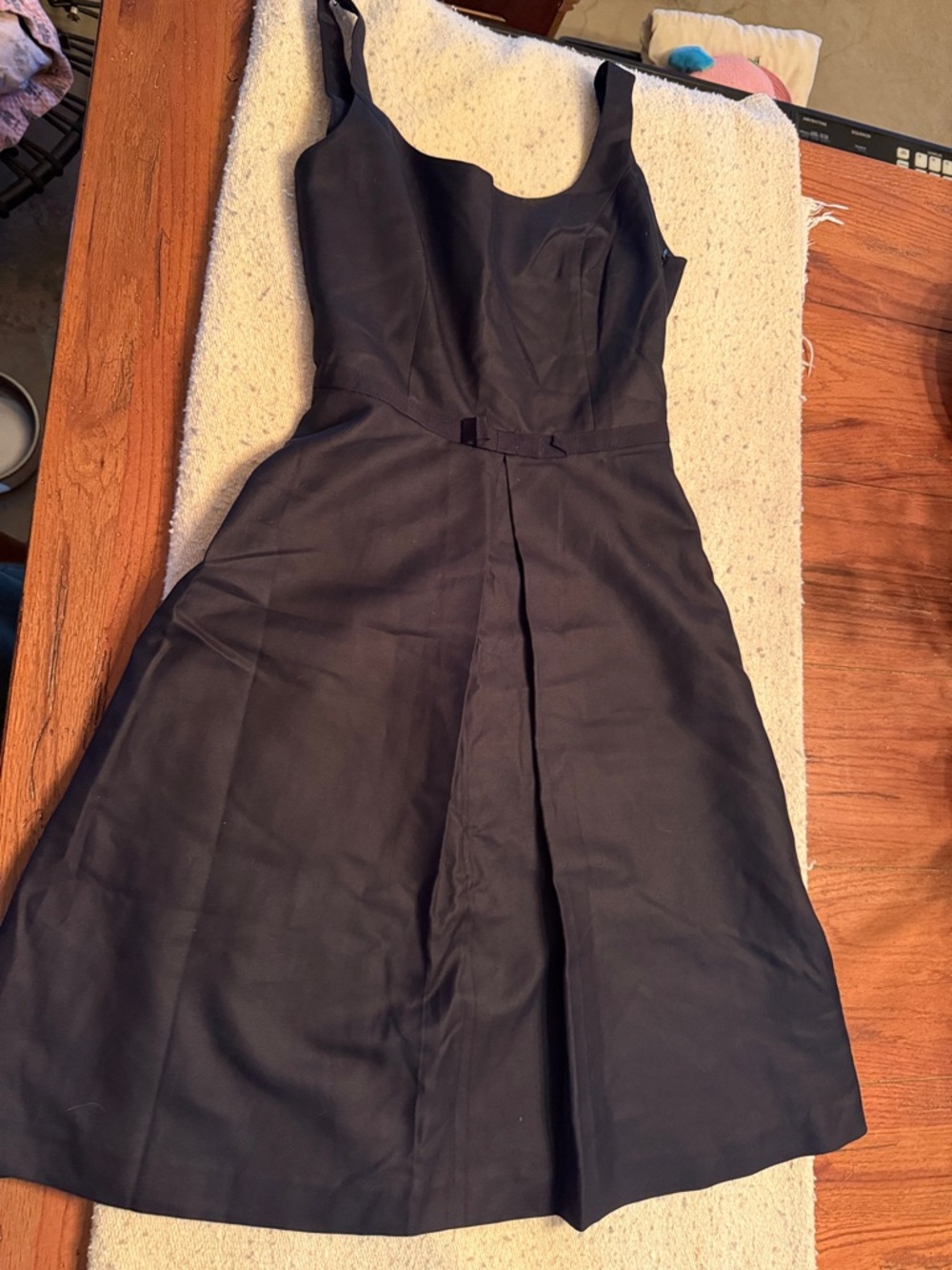 Ann Taylor Black Sleeveless Midi Fit-and-Flare Dress